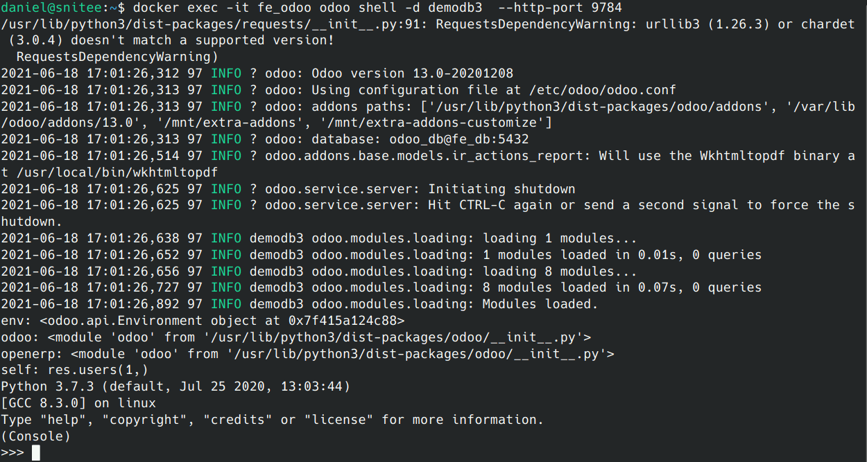 Cambiando la contraseña de usuario desde la shell de Odoo